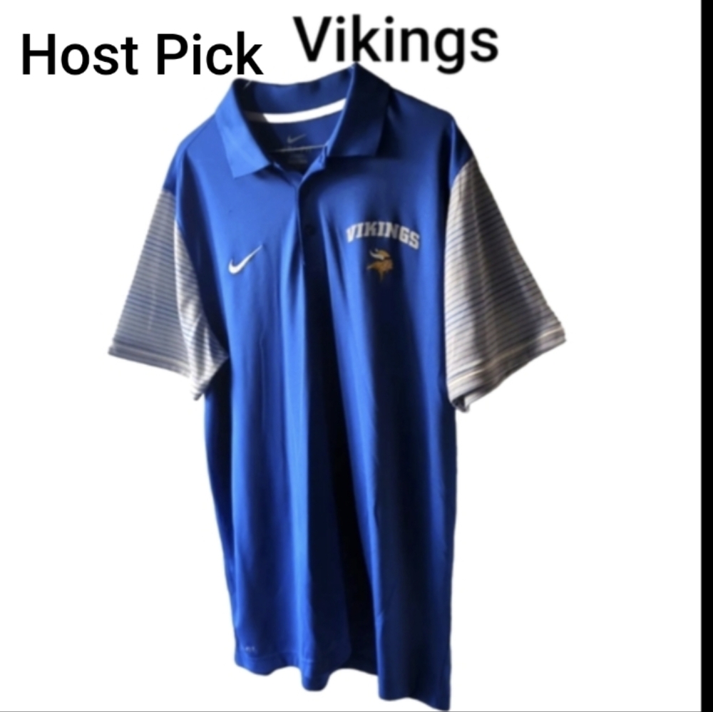 Host PICK Nike Vikings Football  Embroidered Polo Shirt Blue Size XL